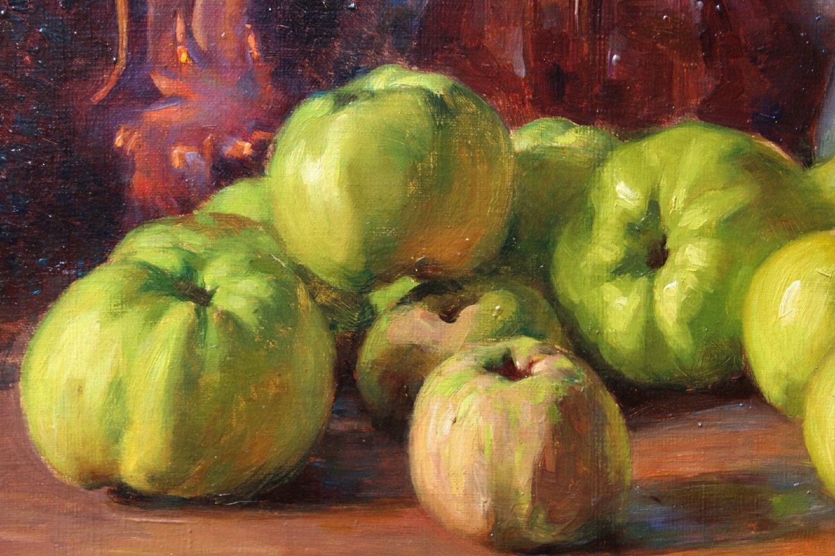 François FORICHON 1865-1952 Nature morte aux pommes, 1929, tableau fruit impressionnisme-photo-3