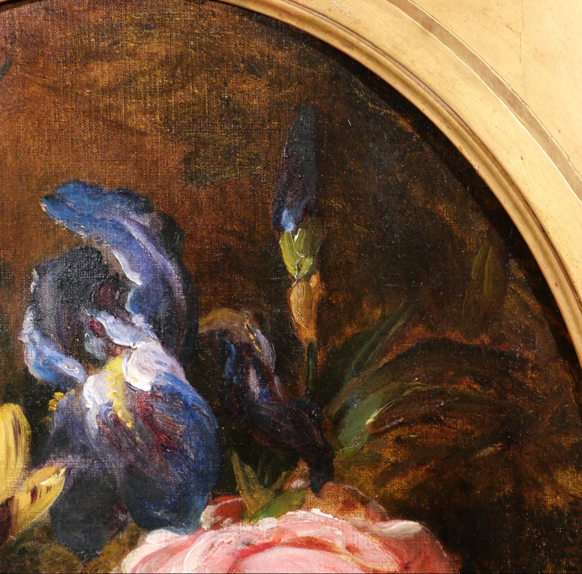 Philippe ROUSSEAU 1816-1887 Fleurs de printemps tableau, vers 1860-70 nature morte roses iris-photo-3