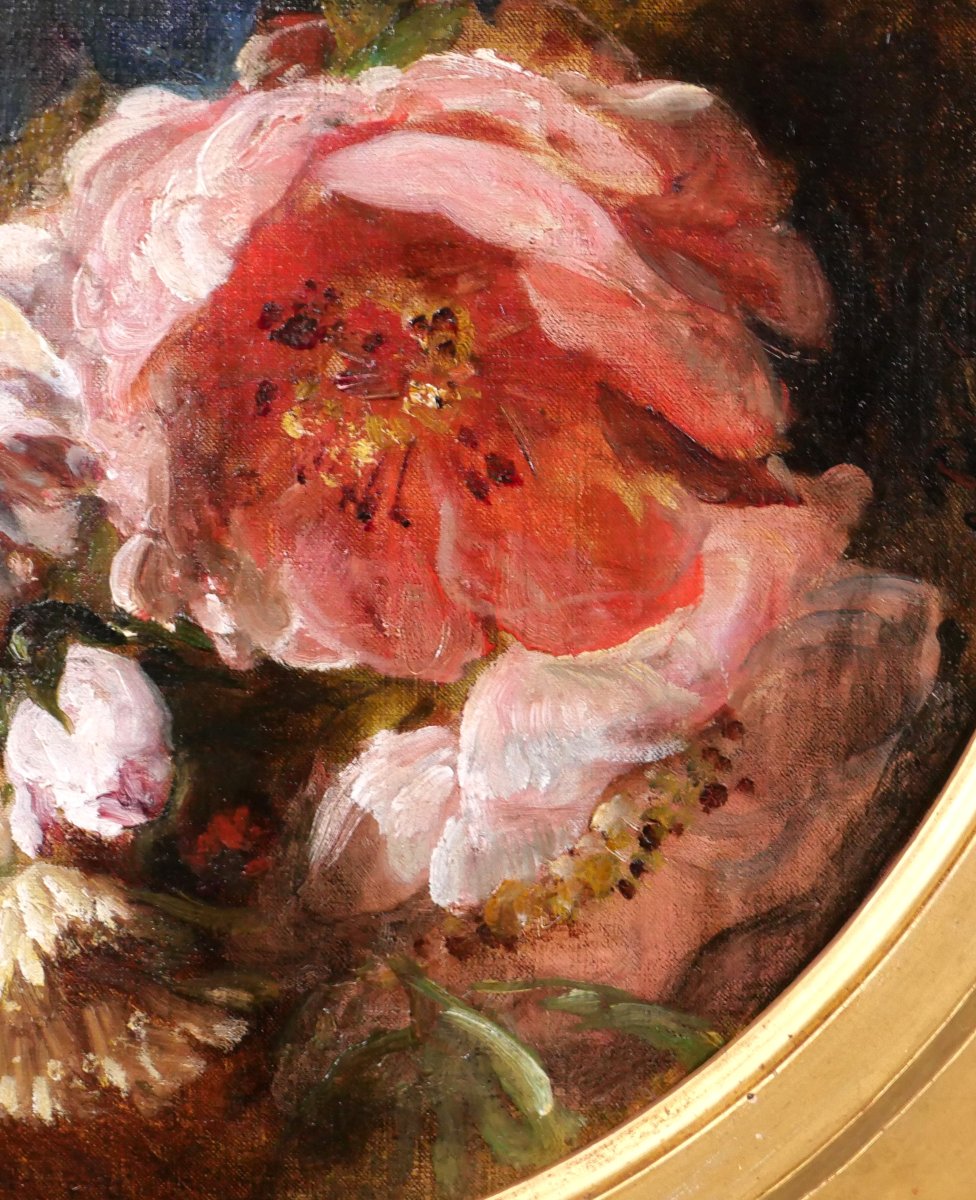 Philippe ROUSSEAU 1816-1887 Fleurs de printemps tableau, vers 1860-70 nature morte roses iris-photo-4