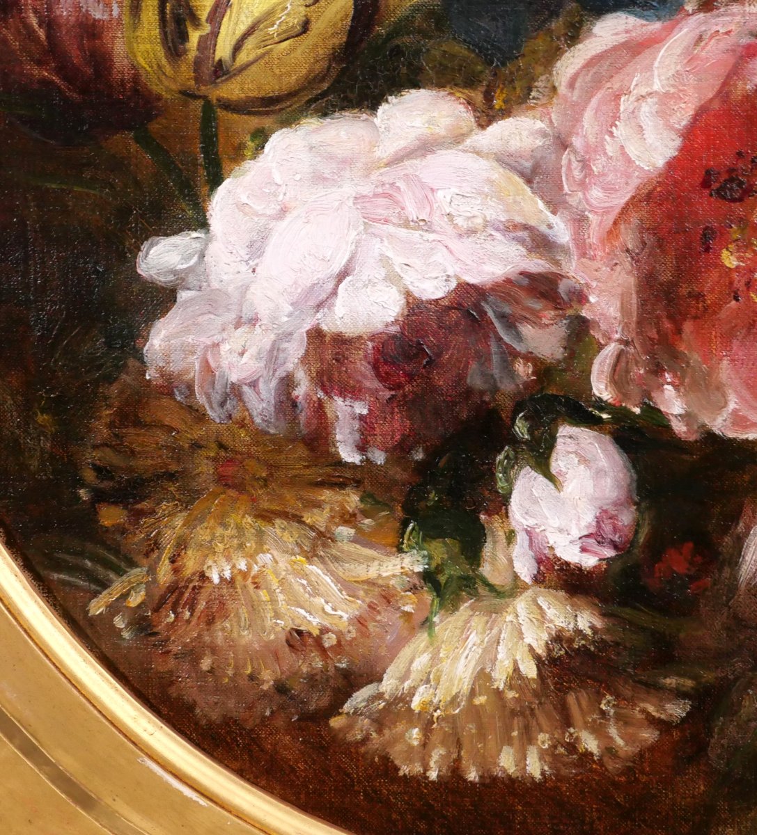 Philippe ROUSSEAU 1816-1887 Fleurs de printemps tableau, vers 1860-70 nature morte roses iris-photo-5