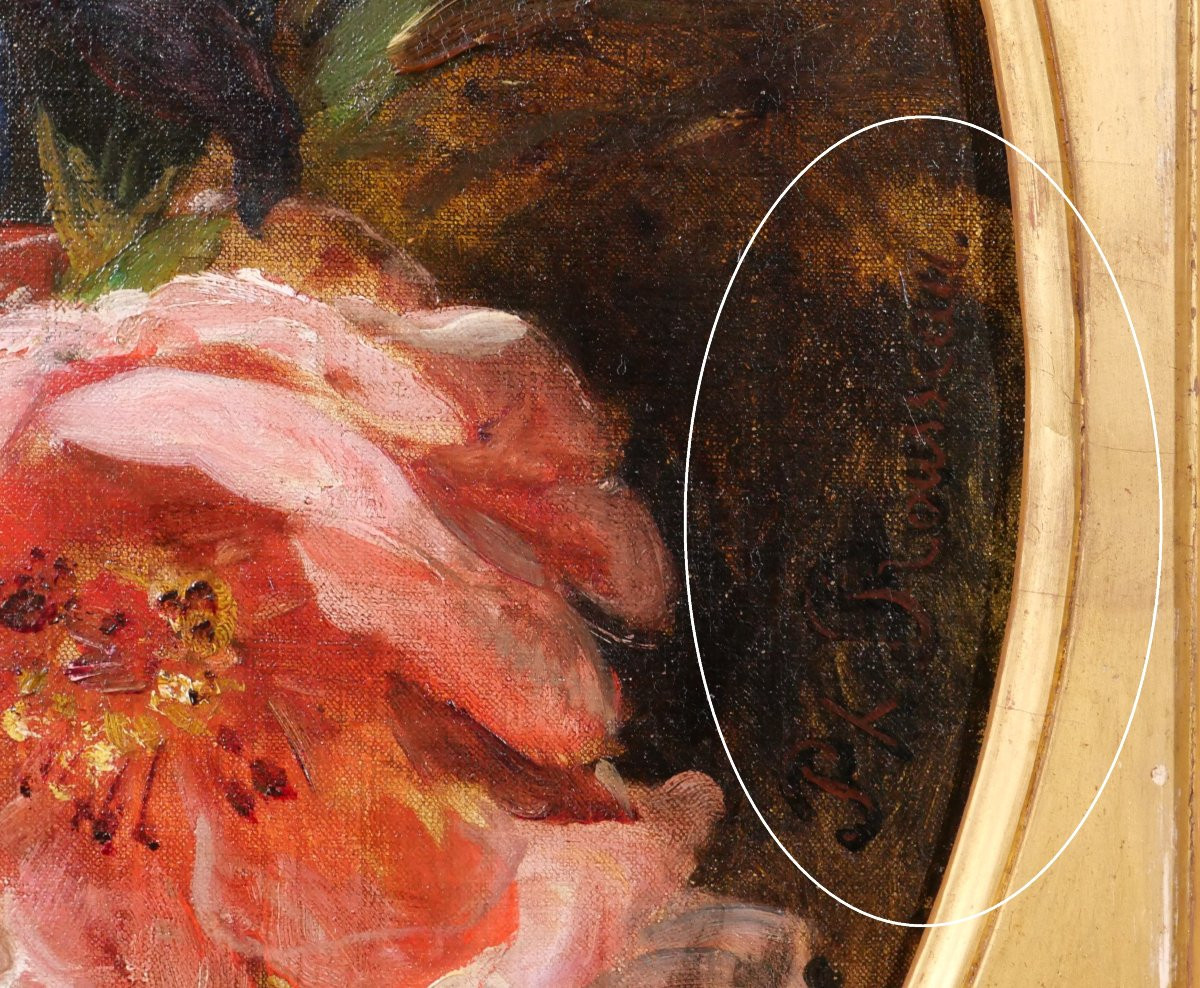 Philippe ROUSSEAU 1816-1887 Fleurs de printemps tableau, vers 1860-70 nature morte roses iris-photo-6