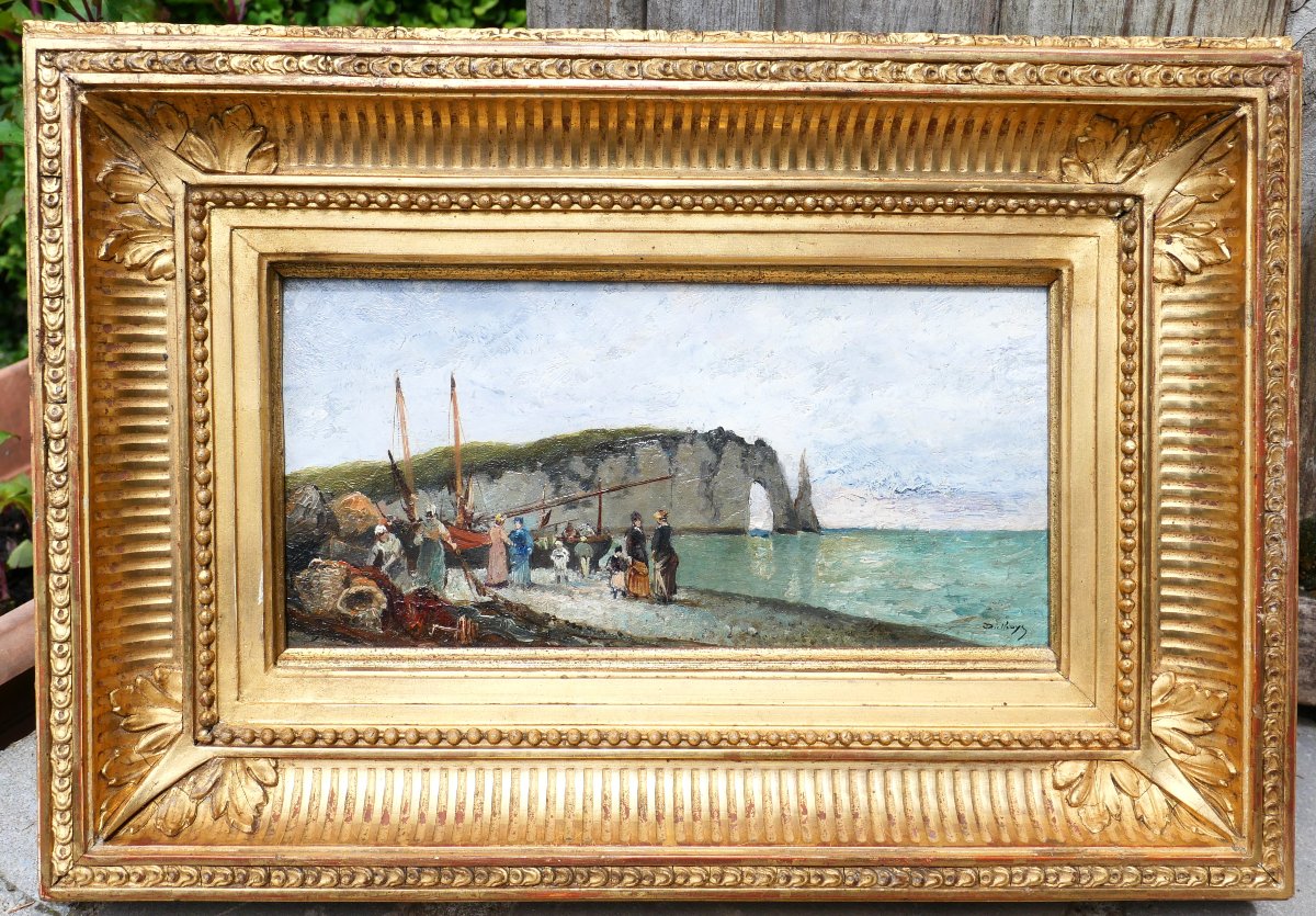 Auguste Louis Duthoya de Kervaladec 1831-1882 Etretat, paysage, tableau vers 1870 Normandie-photo-2