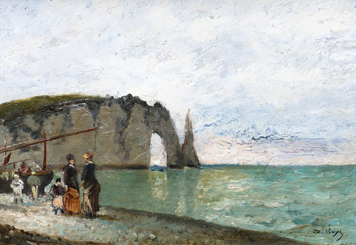 Auguste Louis Duthoya de Kervaladec 1831-1882 Etretat, paysage, tableau vers 1870 Normandie-photo-4