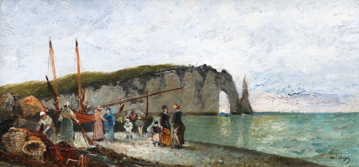 Auguste Louis Duthoya de Kervaladec 1831-1882 Etretat, paysage, tableau vers 1870 Normandie