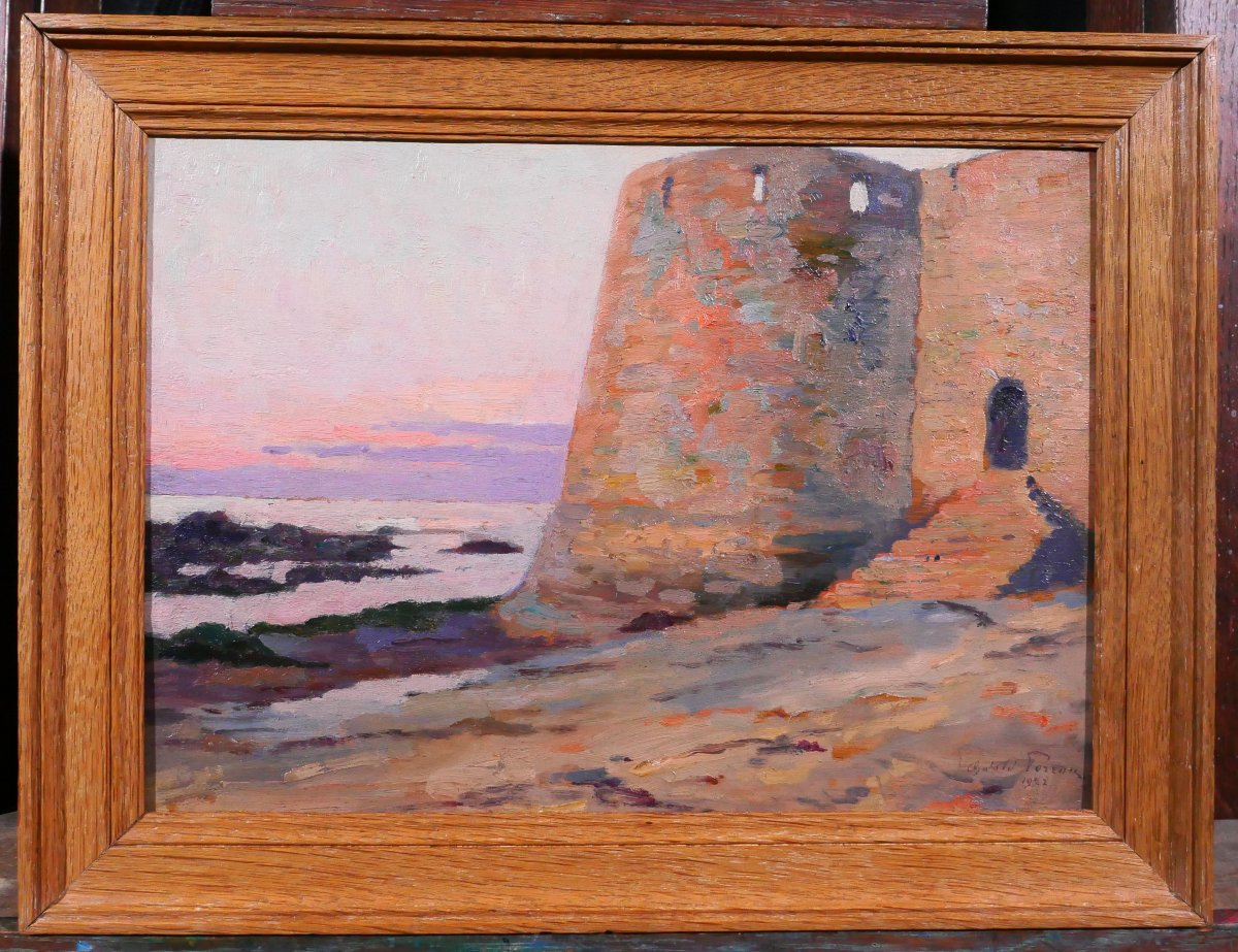 Oswald Poreau 1877-1955 Morbihan, Port-Louis, Bretagne, paysage, tableau 1922 impressionnisme-photo-2