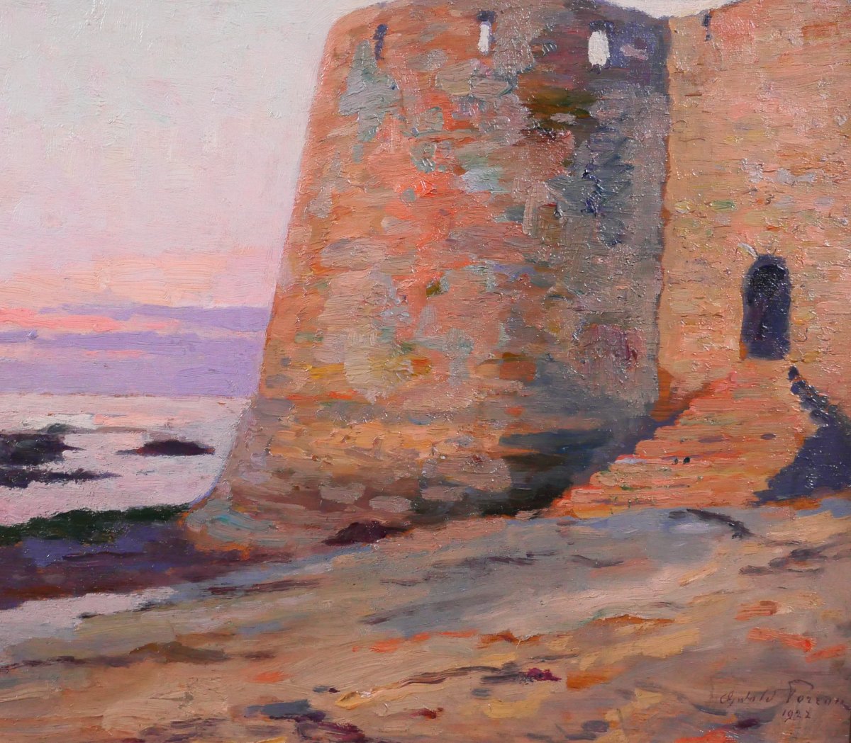 Oswald Poreau 1877-1955 Morbihan, Port-Louis, Bretagne, paysage, tableau 1922 impressionnisme-photo-4