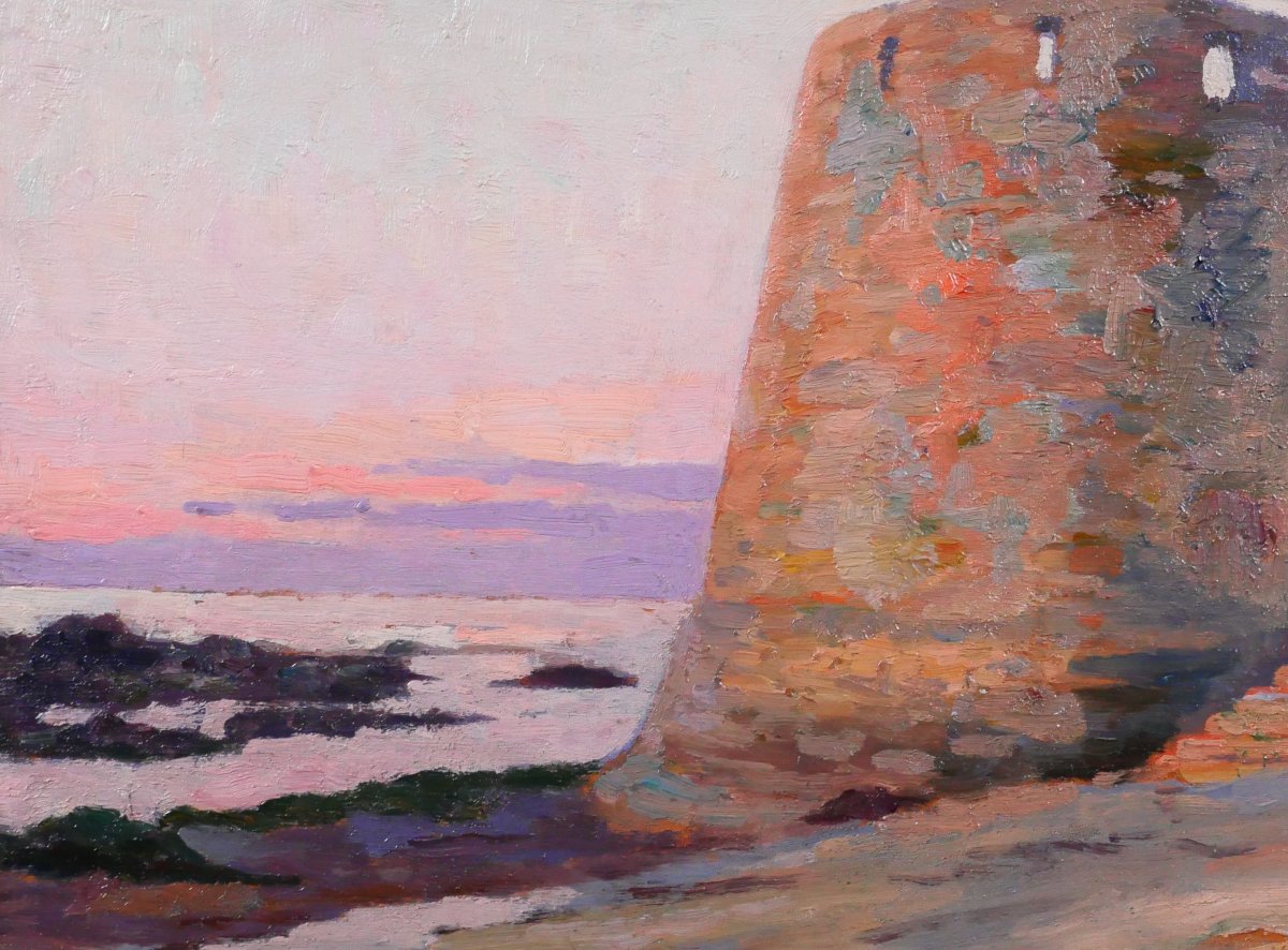 Oswald Poreau 1877-1955 Morbihan, Port-Louis, Bretagne, paysage, tableau 1922 impressionnisme-photo-1