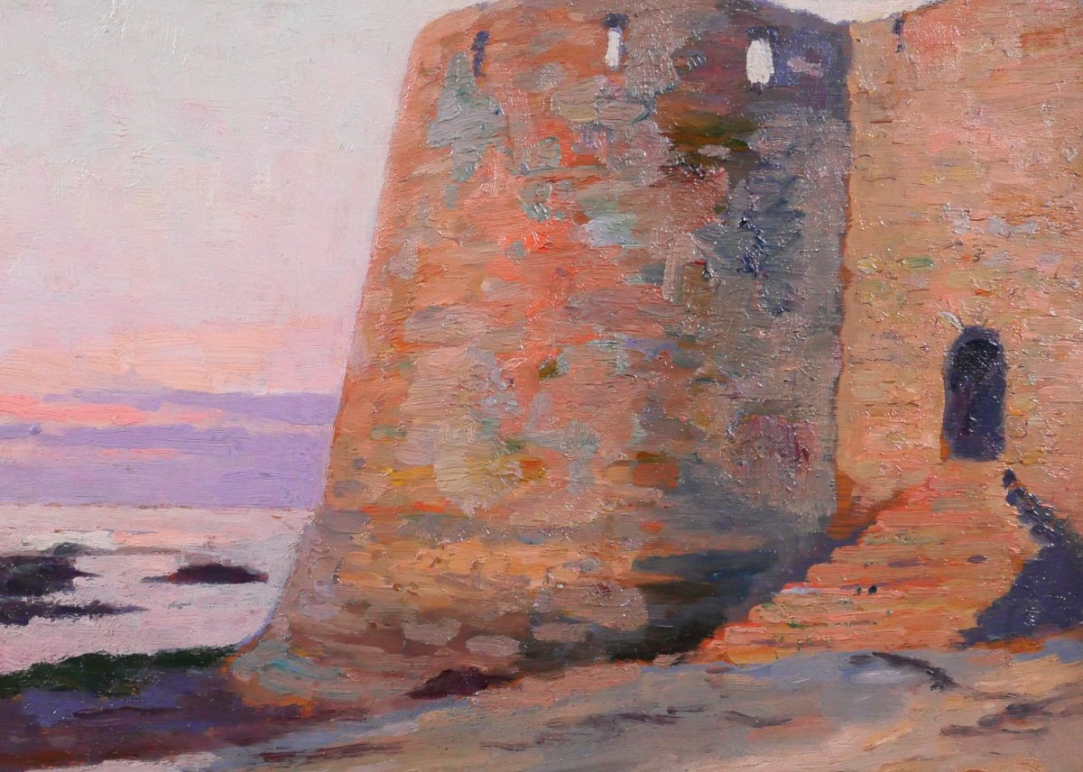 Oswald Poreau 1877-1955 Morbihan, Port-Louis, Bretagne, paysage, tableau 1922 impressionnisme-photo-2