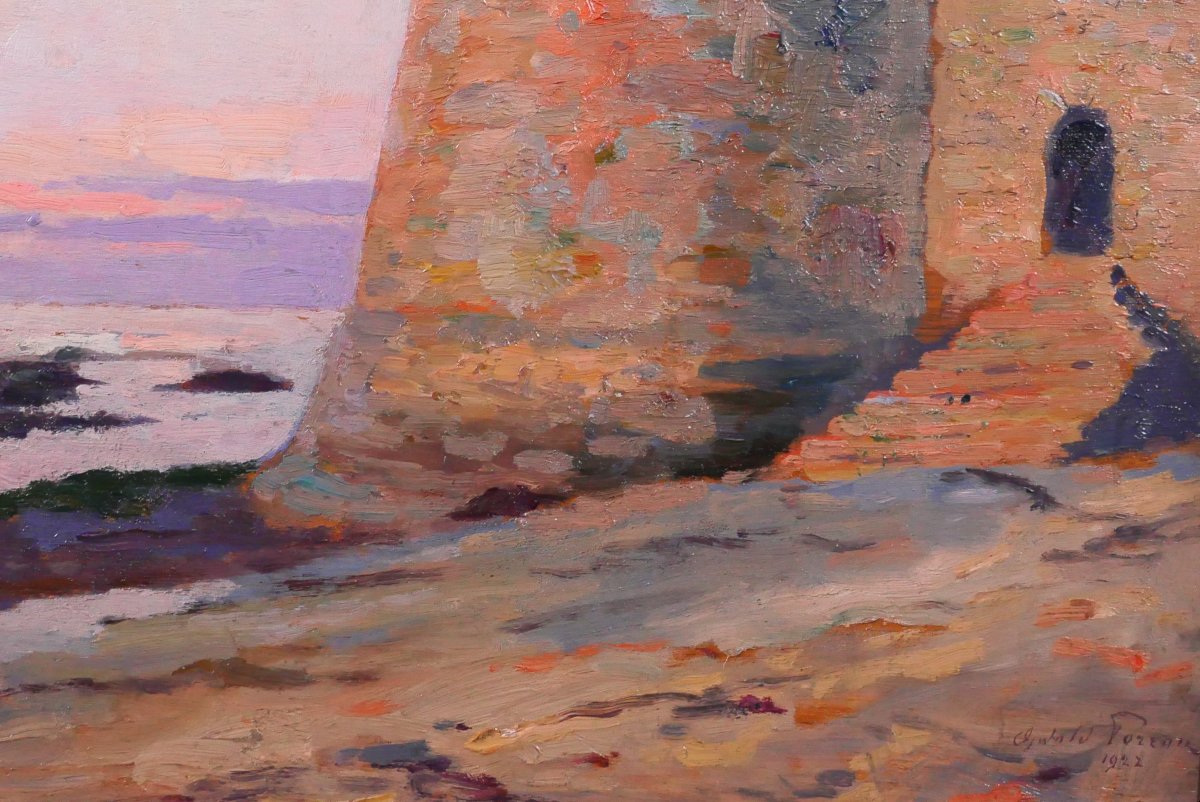 Oswald Poreau 1877-1955 Morbihan, Port-Louis, Bretagne, paysage, tableau 1922 impressionnisme-photo-3