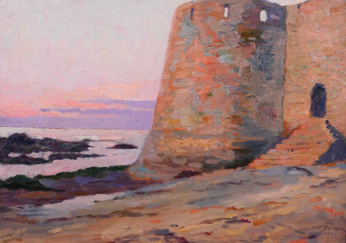 Oswald Poreau 1877-1955 Morbihan, Port-Louis, Bretagne, paysage, tableau 1922 impressionnisme
