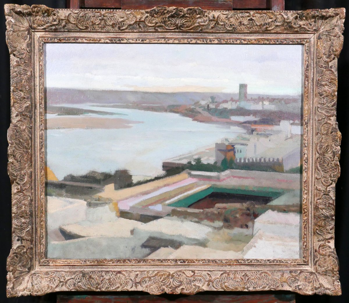 Albert DEQUENE 1897-1973 Maroc, Rabat, la tour Hassan, paysage, tableau vers 1935 orientalisme-photo-2