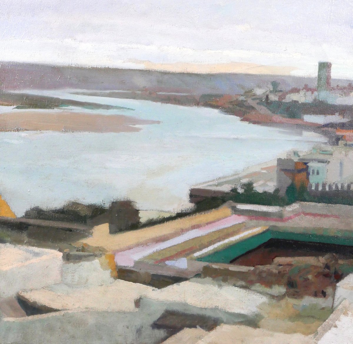 Albert DEQUENE 1897-1973 Maroc, Rabat, la tour Hassan, paysage, tableau vers 1935 orientalisme-photo-3