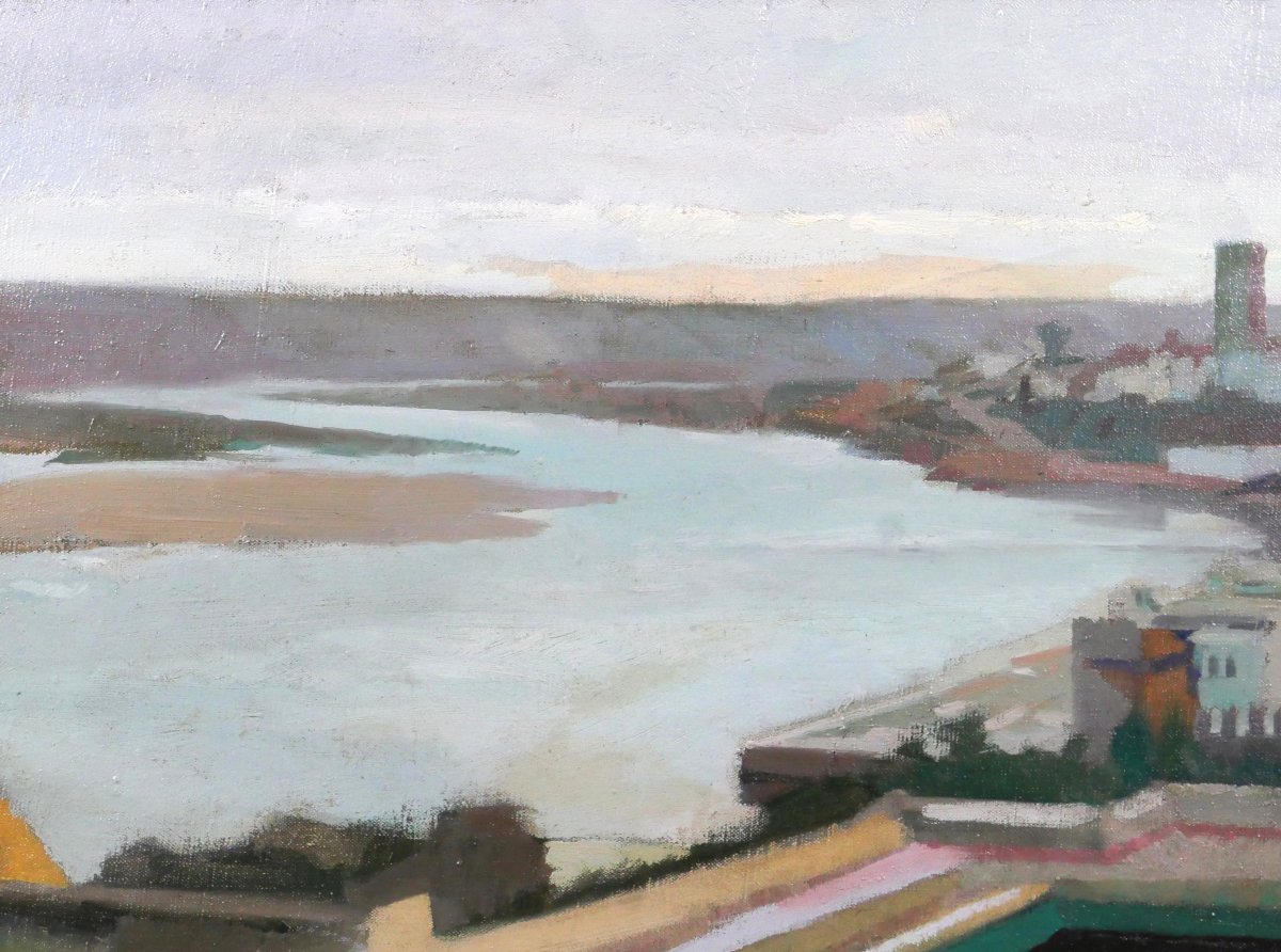 Albert DEQUENE 1897-1973 Maroc, Rabat, la tour Hassan, paysage, tableau vers 1935 orientalisme-photo-1