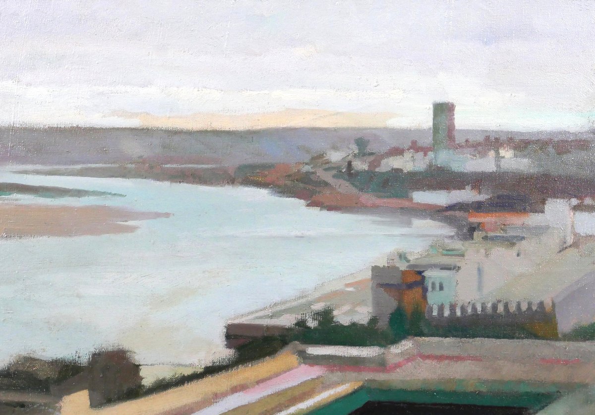 Albert DEQUENE 1897-1973 Maroc, Rabat, la tour Hassan, paysage, tableau vers 1935 orientalisme-photo-2