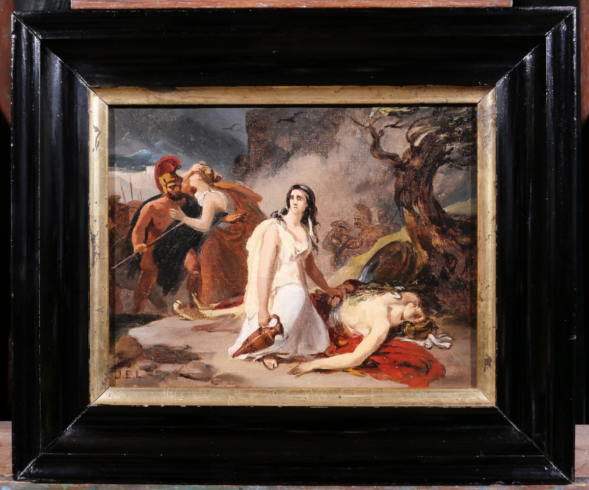 Jules Eugène LENEPVEU 1819-1898 Antigone et Polynice, tableau, 1851 envoi Rome romantisme-photo-2