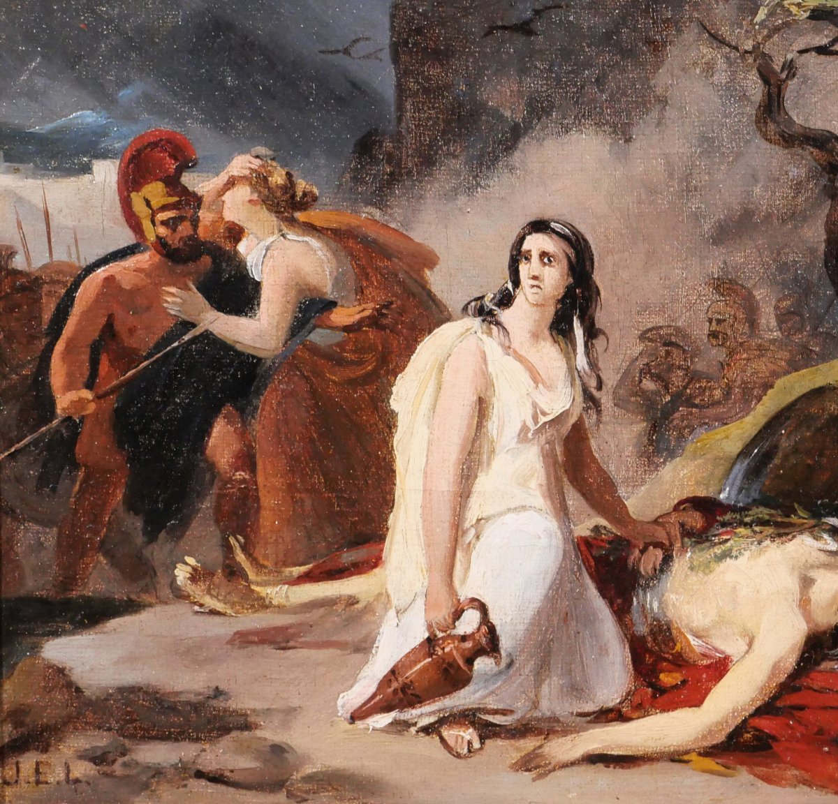 Jules Eugène LENEPVEU 1819-1898 Antigone et Polynice, tableau, 1851 envoi Rome romantisme-photo-3