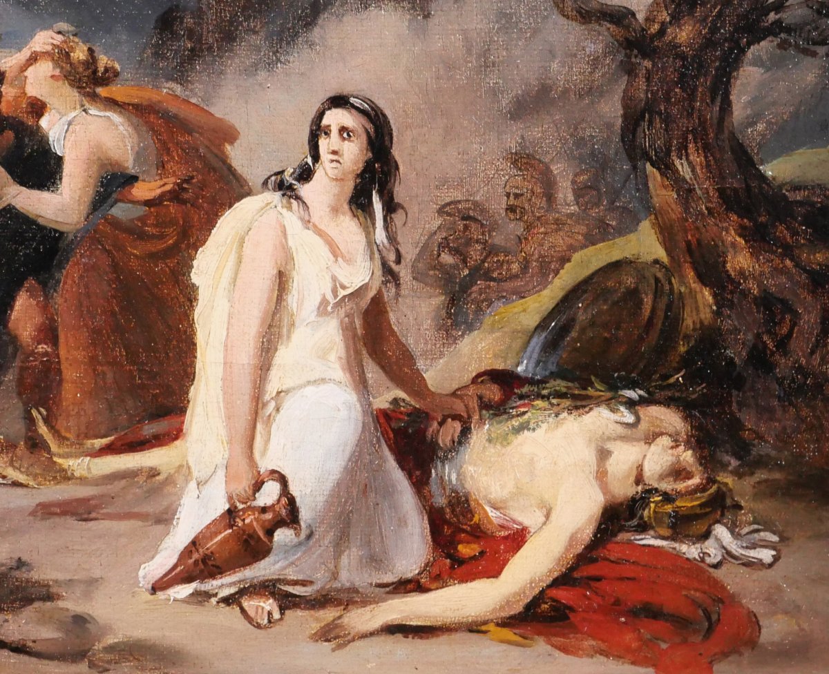 Jules Eugène LENEPVEU 1819-1898 Antigone et Polynice, tableau, 1851 envoi Rome romantisme-photo-3