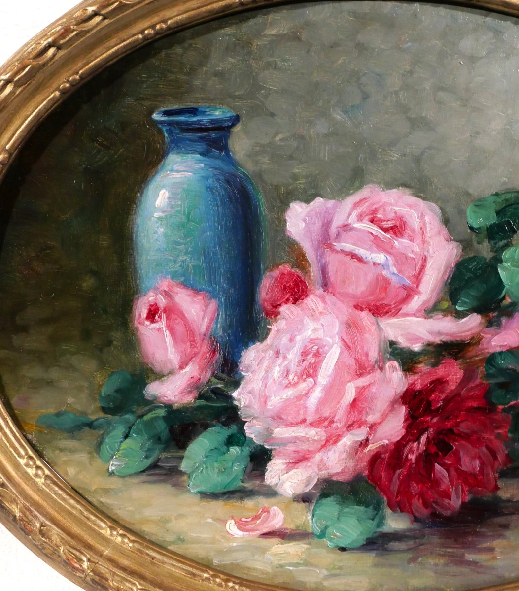 Gaston Corbier 1869-1945 Bouquet Of Roses, Painting, Circa 1900, Still Life Flowers Garden-photo-4