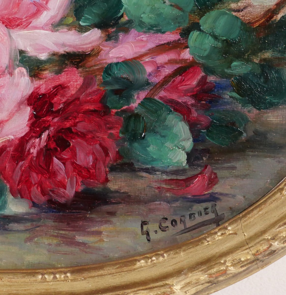 Gaston Corbier 1869-1945 Bouquet Of Roses, Painting, Circa 1900, Still Life Flowers Garden-photo-2