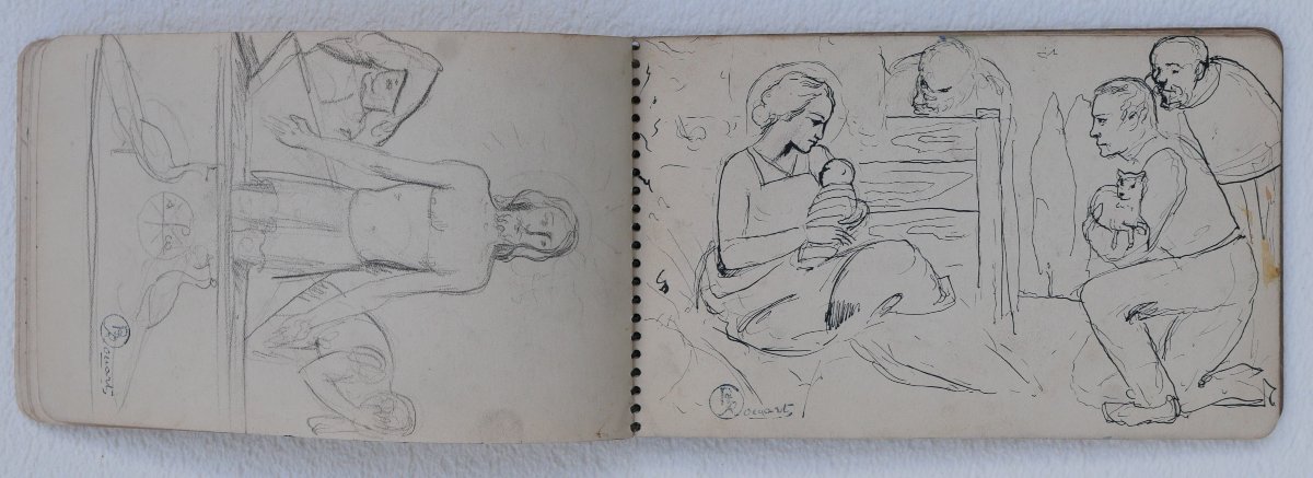 Philippe ROUART 1904-1993 Carnet de dessin, atelier d'art sacré, vers 1930, Maurice Denis-photo-2