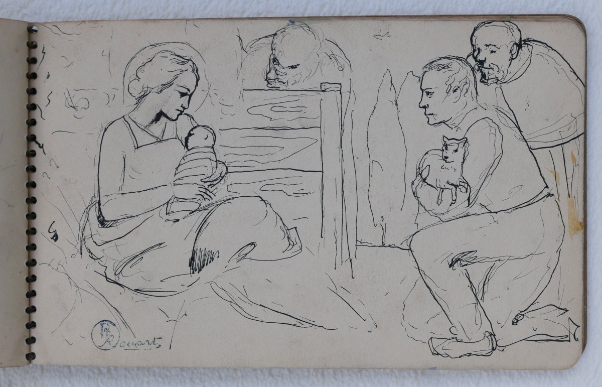 Philippe ROUART 1904-1993 Carnet de dessin, atelier d'art sacré, vers 1930, Maurice Denis-photo-3