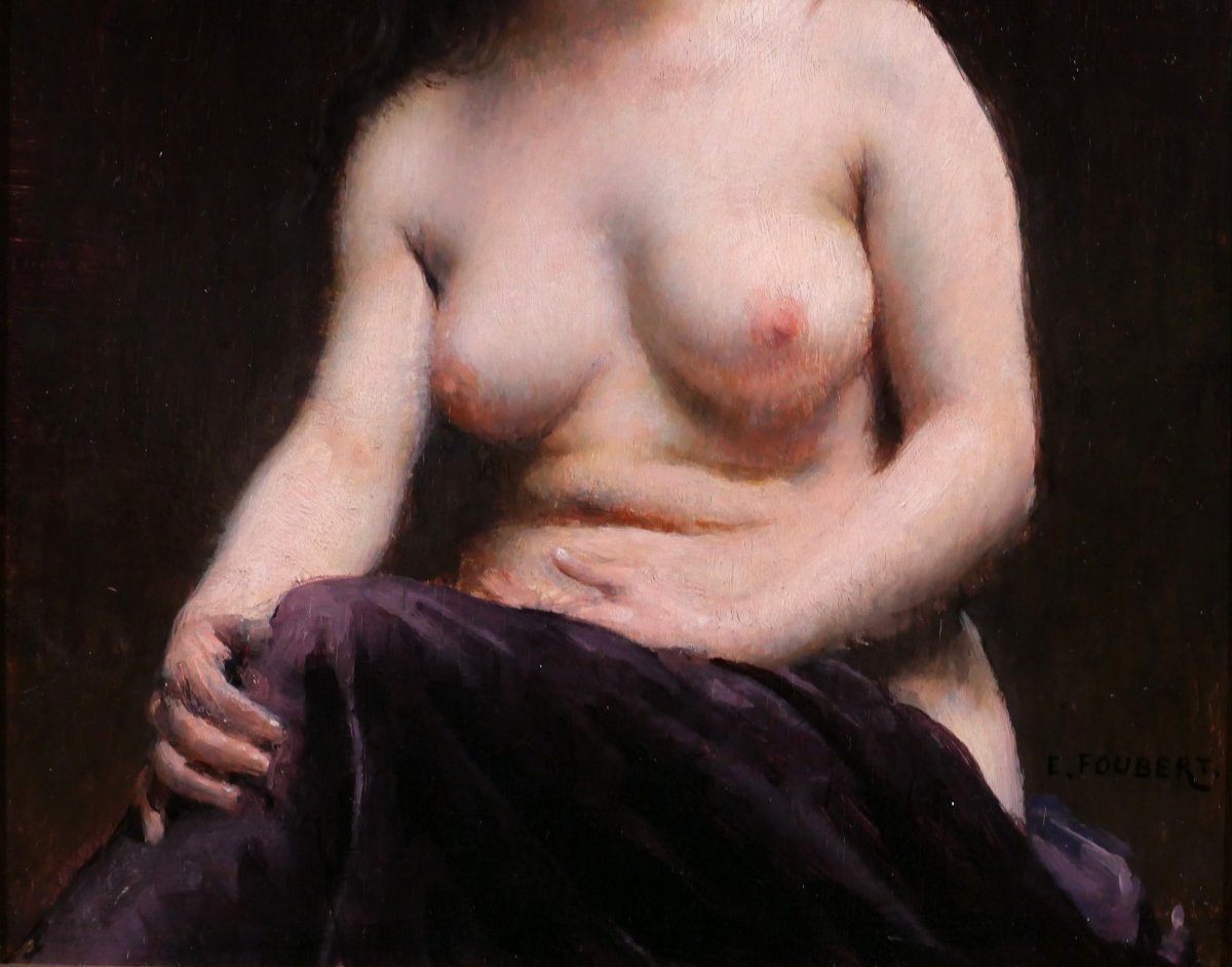 Emile Foubert 1848–1911 Woman With Nude Breasts And Flowers, Painting, Ca. 1890–1900-photo-4