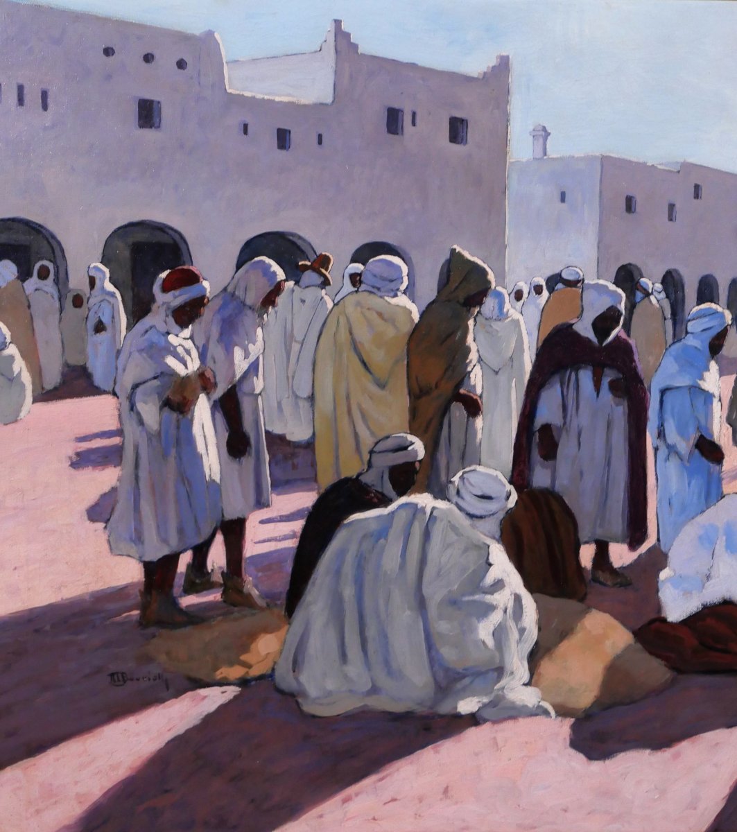 Maurice BOUVIOLLE 1893-1971 Algérie, Marché à Ghardaia, tableau 1928 orientalisme Majorelle-photo-3