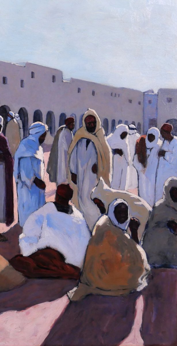 Maurice BOUVIOLLE 1893-1971 Algérie, Marché à Ghardaia, tableau 1928 orientalisme Majorelle-photo-4