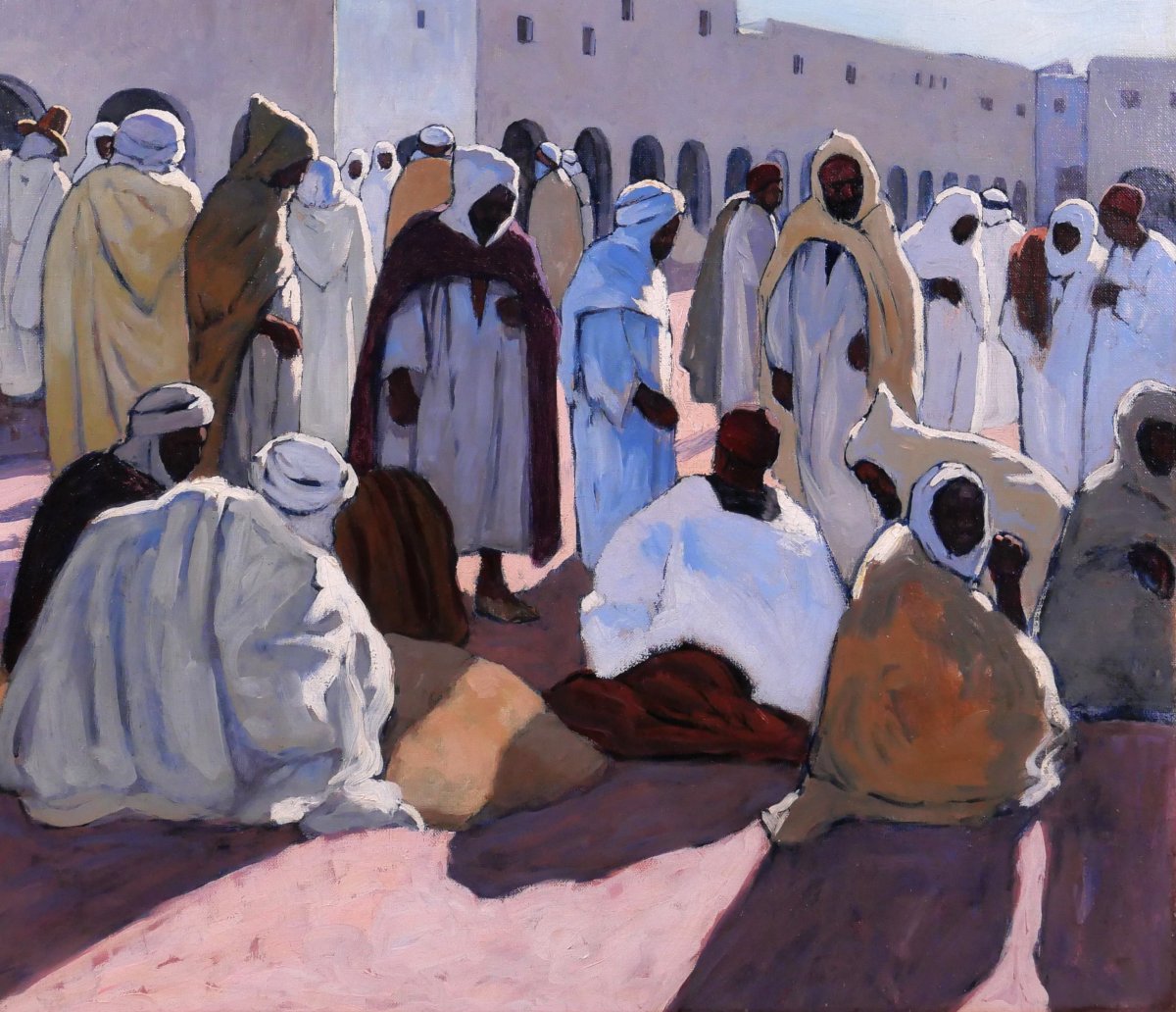 Maurice BOUVIOLLE 1893-1971 Algérie, Marché à Ghardaia, tableau 1928 orientalisme Majorelle-photo-3
