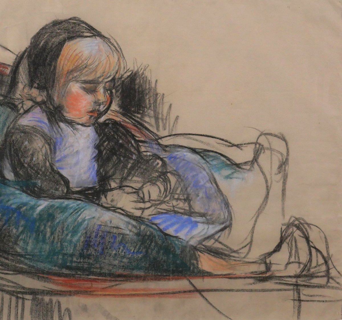 Armand Guillaumin 1841–1927 Portrait Of The Artist's Daughter, Marguerite, Large Drawing, C. 1895-photo-4