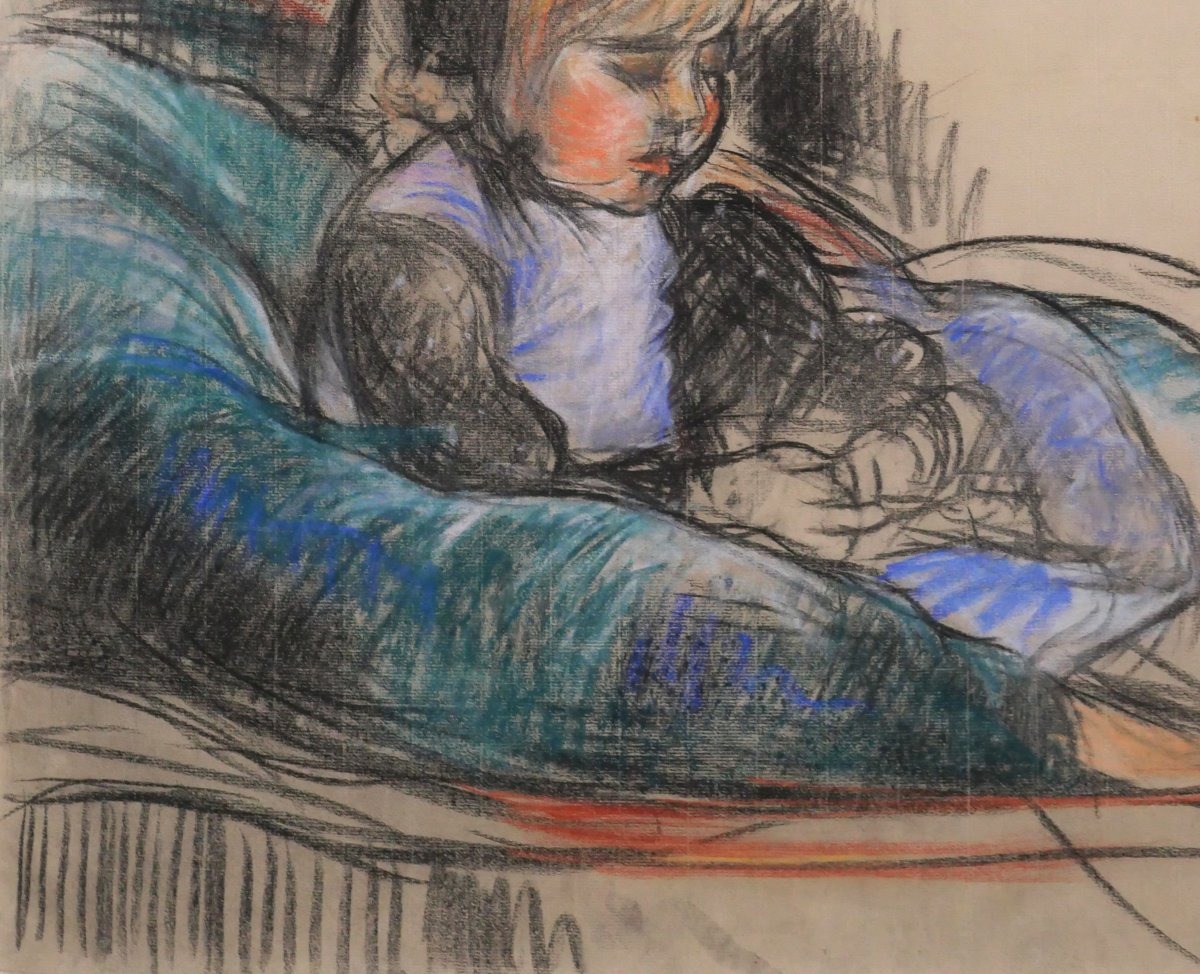 Armand Guillaumin 1841–1927 Portrait Of The Artist's Daughter, Marguerite, Large Drawing, C. 1895-photo-4