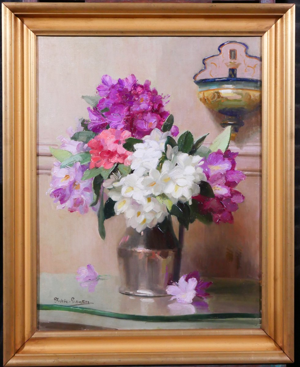 Jane Nérée-Gautier 18771948 Bouquet de fleurs, tableau, Salon 1927 jardin nature morte-photo-2