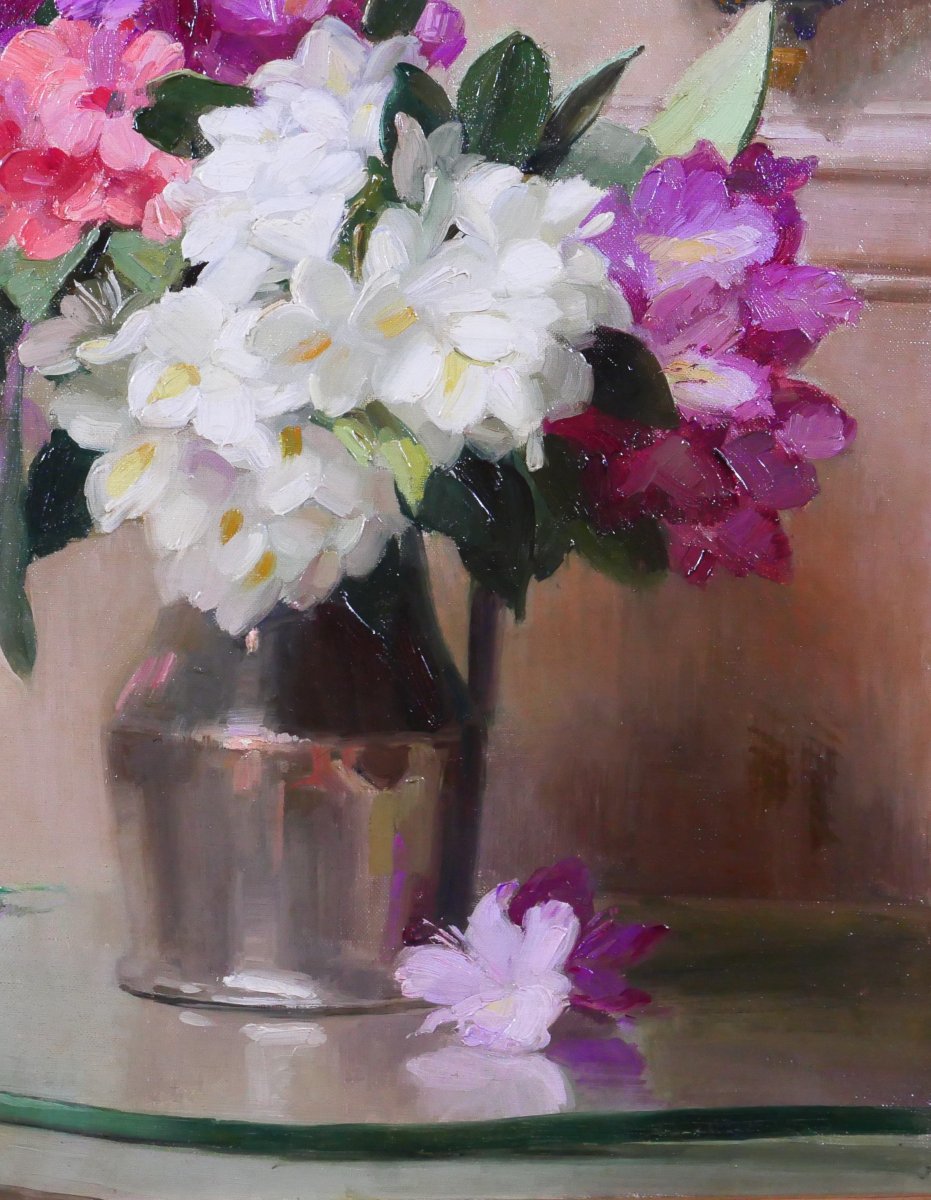 Jane Nérée-Gautier 18771948 Bouquet de fleurs, tableau, Salon 1927 jardin nature morte-photo-3