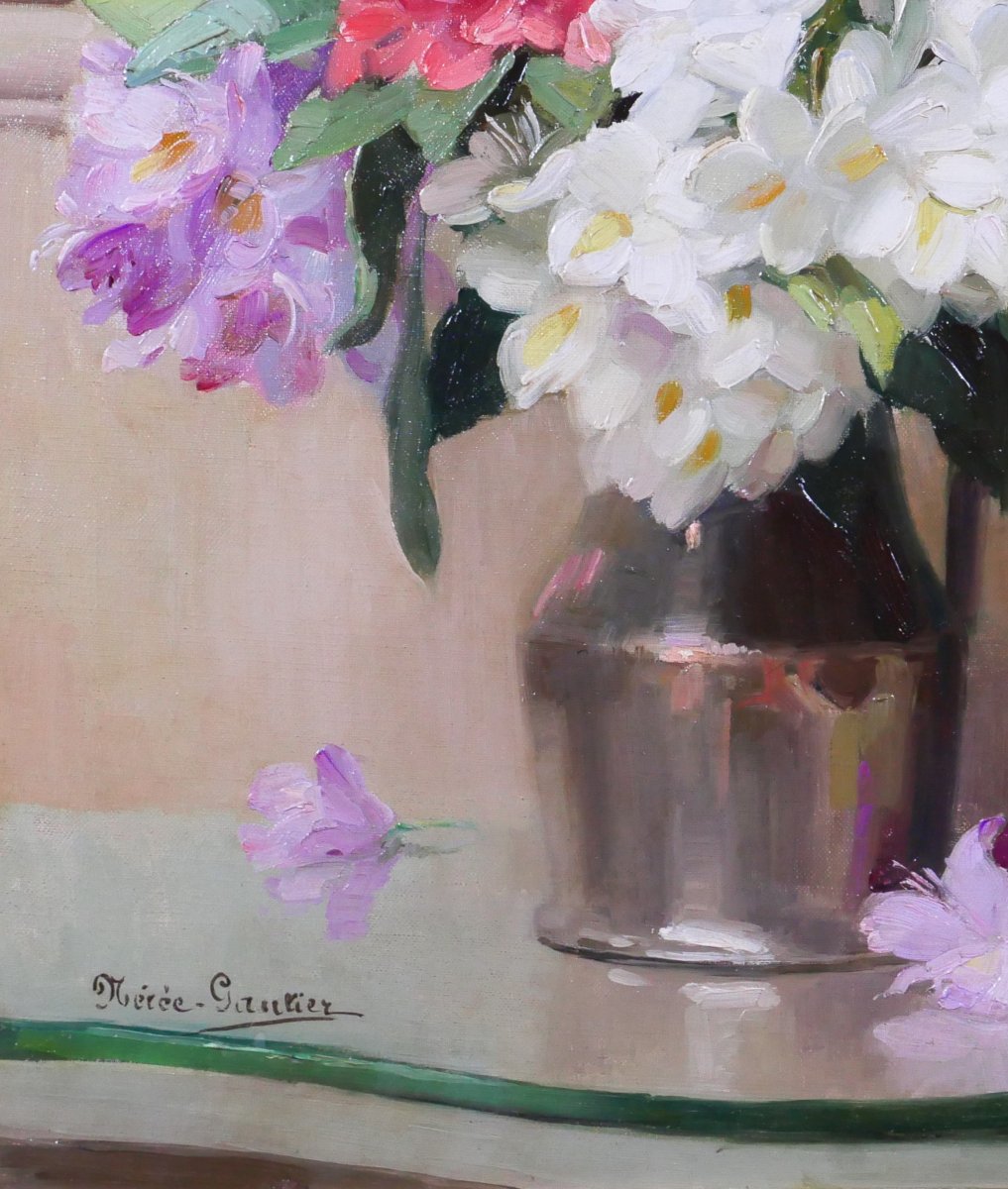 Jane Nérée-Gautier 18771948 Bouquet de fleurs, tableau, Salon 1927 jardin nature morte-photo-4