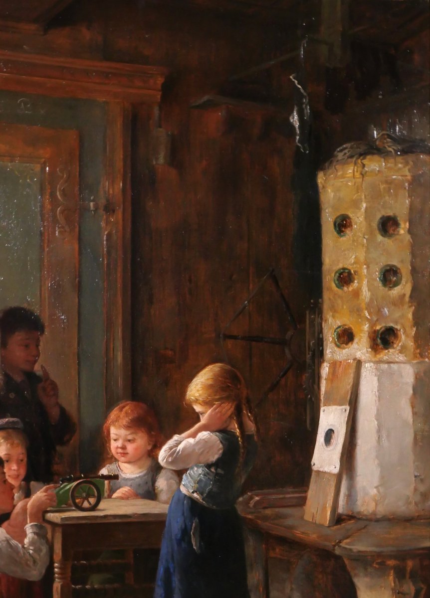 August Heyn 1837–1920 Children Around A Cannon, Painting, 1888, Munich-photo-2