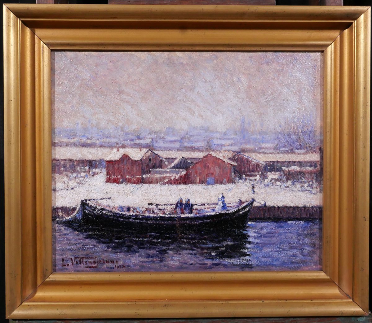 Louis Villemejeanne, Béziers, The New Port, Snow Effect, Painting, 1923 Hérault Montpellier-photo-2