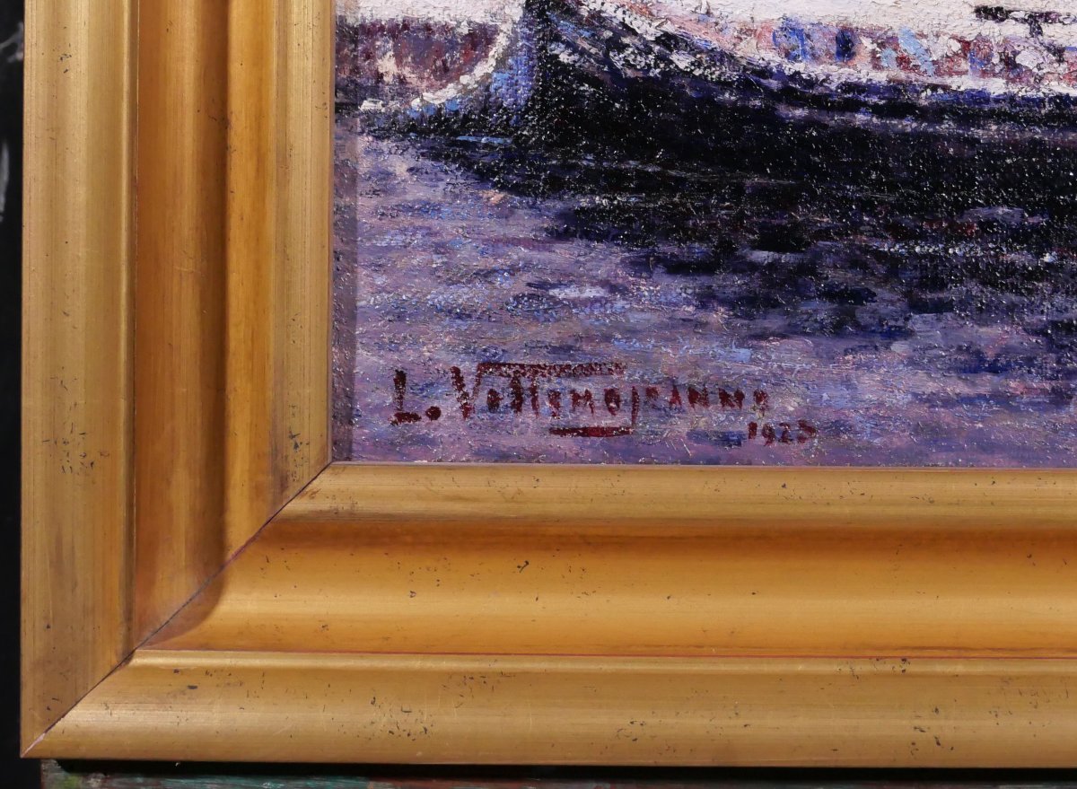 Louis Villemejeanne, Béziers, The New Port, Snow Effect, Painting, 1923 Hérault Montpellier-photo-5