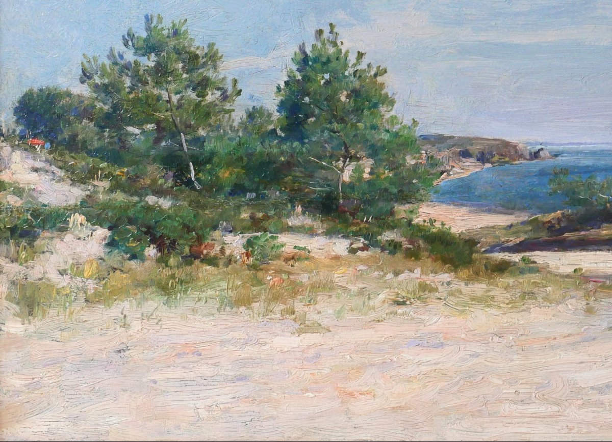 Alexandre-Jacques CHANTRON 1842-1918 Bretagne, paysage de mer, tableau, vers 1890-1900-photo-4