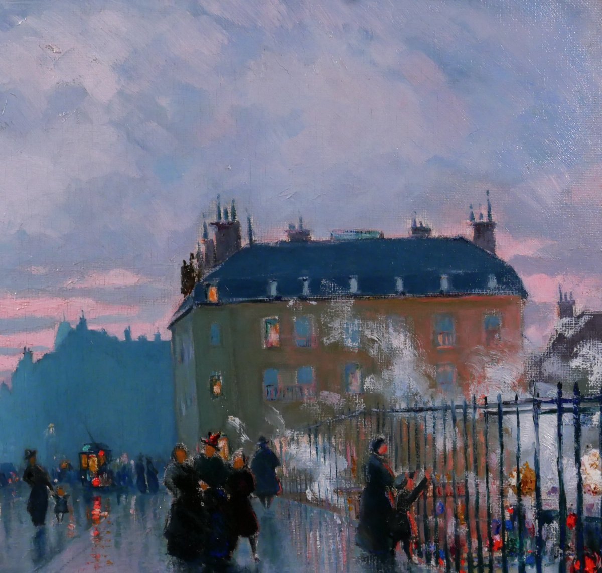 Léopold Smetana 1867–1948 Paris, Andscape With Trains, Evening Cene, Painting 1911-photo-2