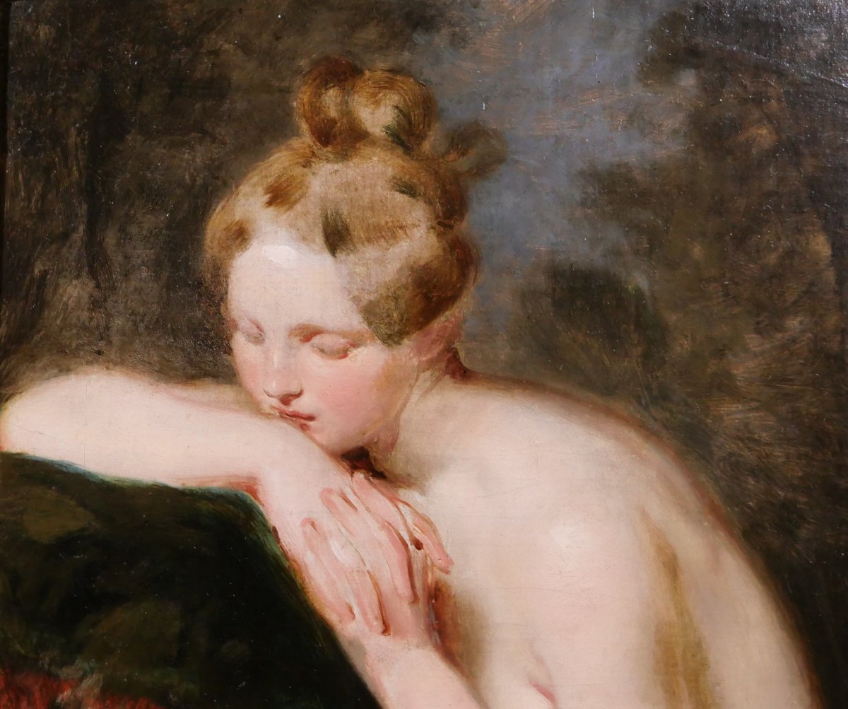 Henri Guillaume SCHLESINGER 1814-1893 Femme nue, tableau, vers 1850 baigneuse romantisme-photo-1