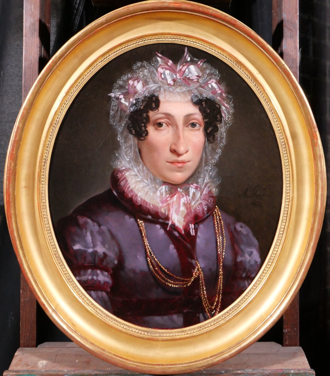 Aimée BRUNE-PAGES 1803-1866 Portrait de femme, tableau, 1822 romantisme-photo-2