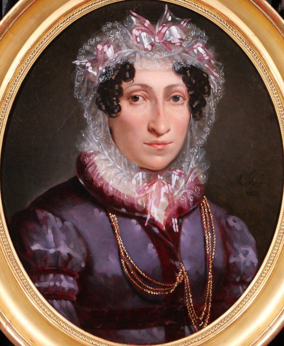 Aimée BRUNE-PAGES 1803-1866 Portrait de femme, tableau, 1822 romantisme