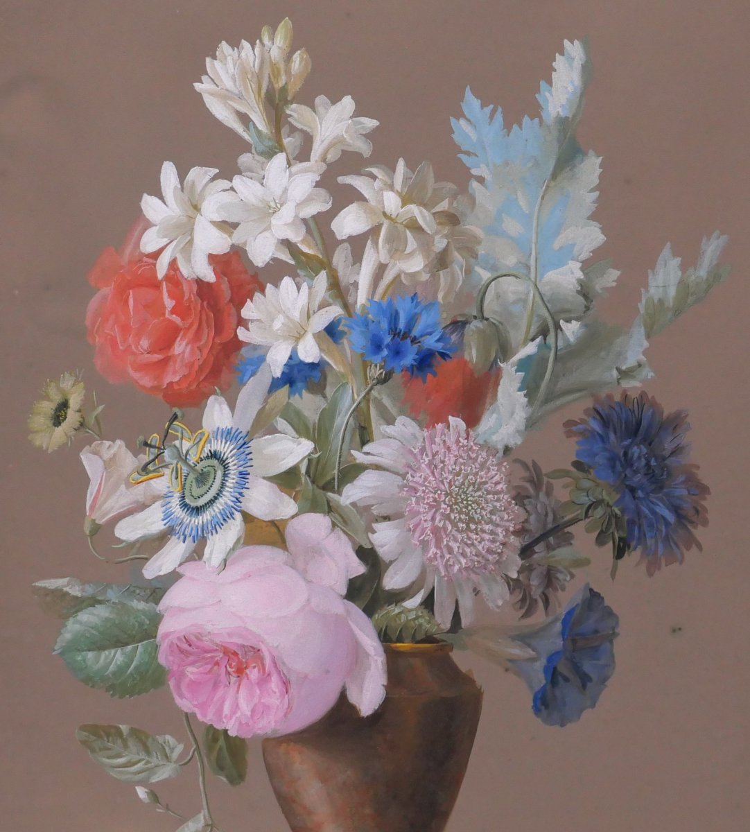 Johann Samuel Arnhold 1766–1828 Flowers In A Vase, Gouache, C. 1810, Still Life, Bouquet-photo-1
