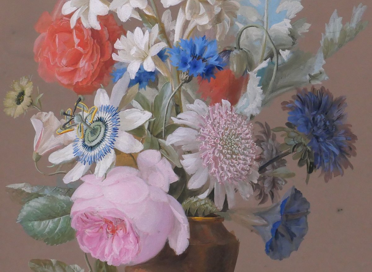 Johann Samuel Arnhold 1766–1828 Flowers In A Vase, Gouache, C. 1810, Still Life, Bouquet-photo-2