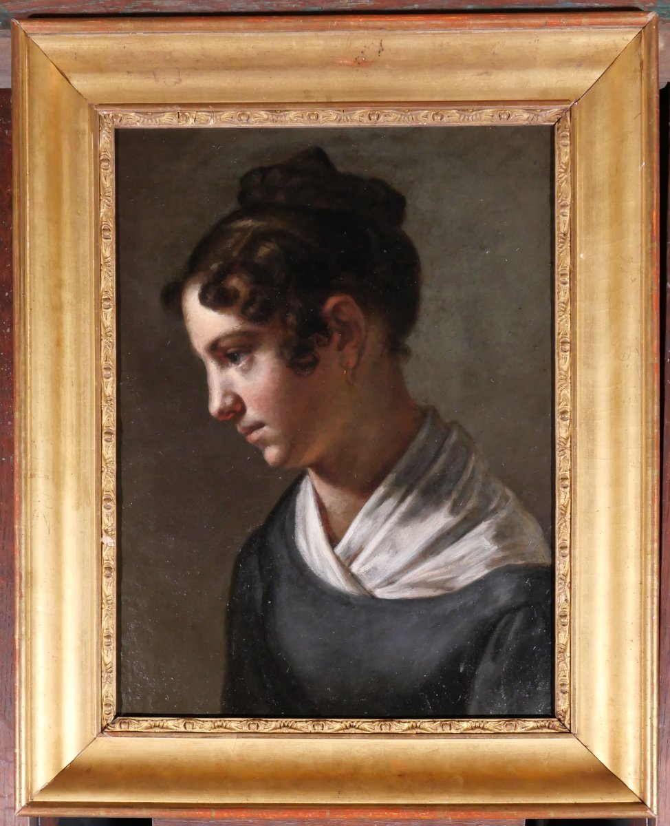 Theodor Leopold WELLER 1802-1880 Portrait de jeune femme, tableau, 1820-25 romantisme München-photo-2
