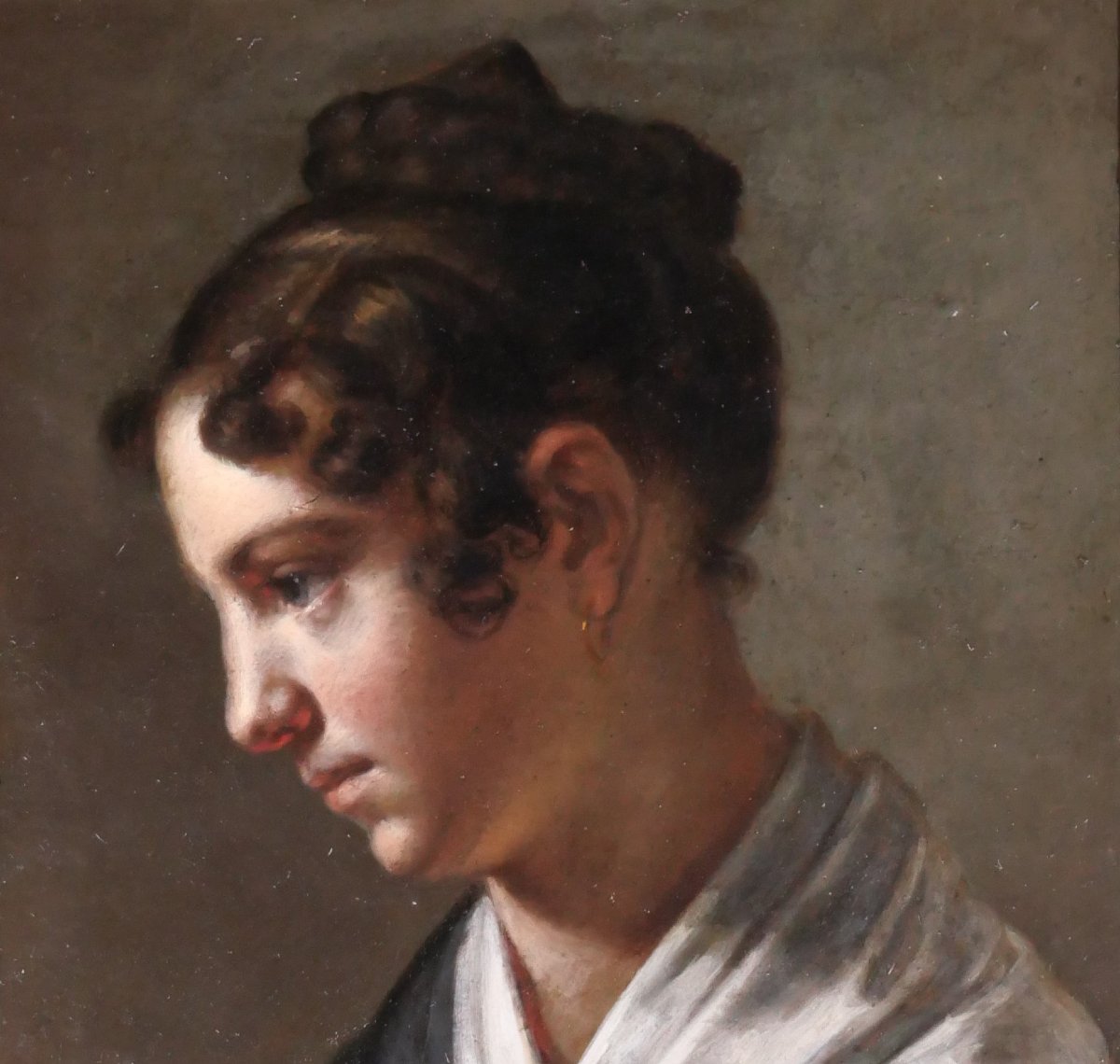 Theodor Leopold WELLER 1802-1880 Portrait de jeune femme, tableau, 1820-25 romantisme München-photo-3