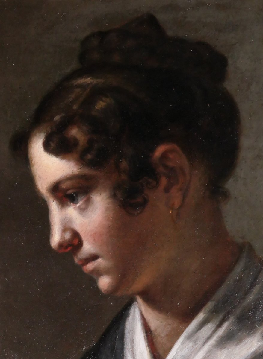 Theodor Leopold WELLER 1802-1880 Portrait de jeune femme, tableau, 1820-25 romantisme München-photo-1