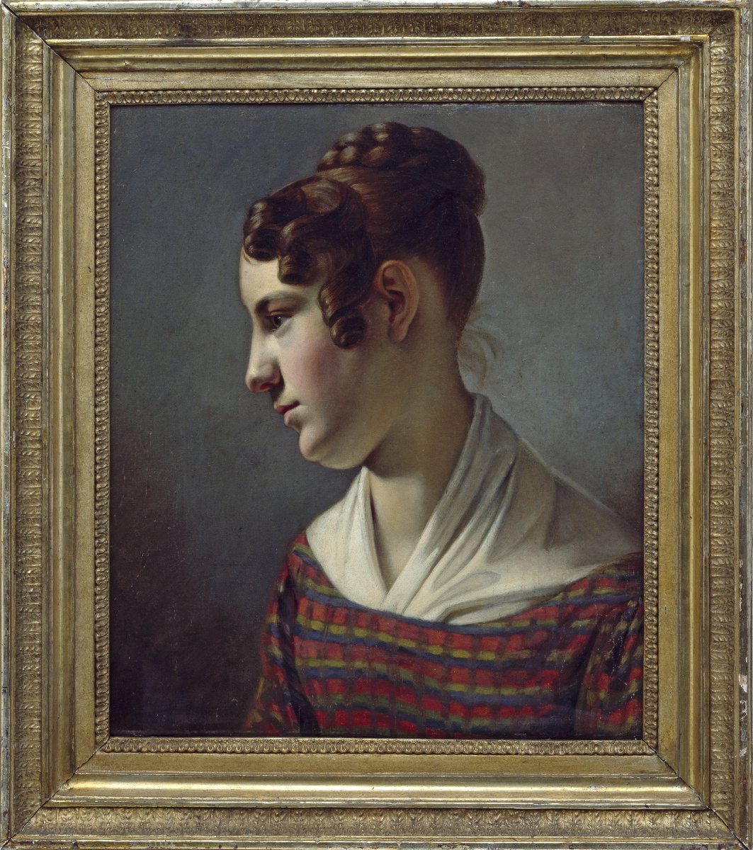 Theodor Leopold WELLER 1802-1880 Portrait de jeune femme, tableau, 1820-25 romantisme München-photo-3