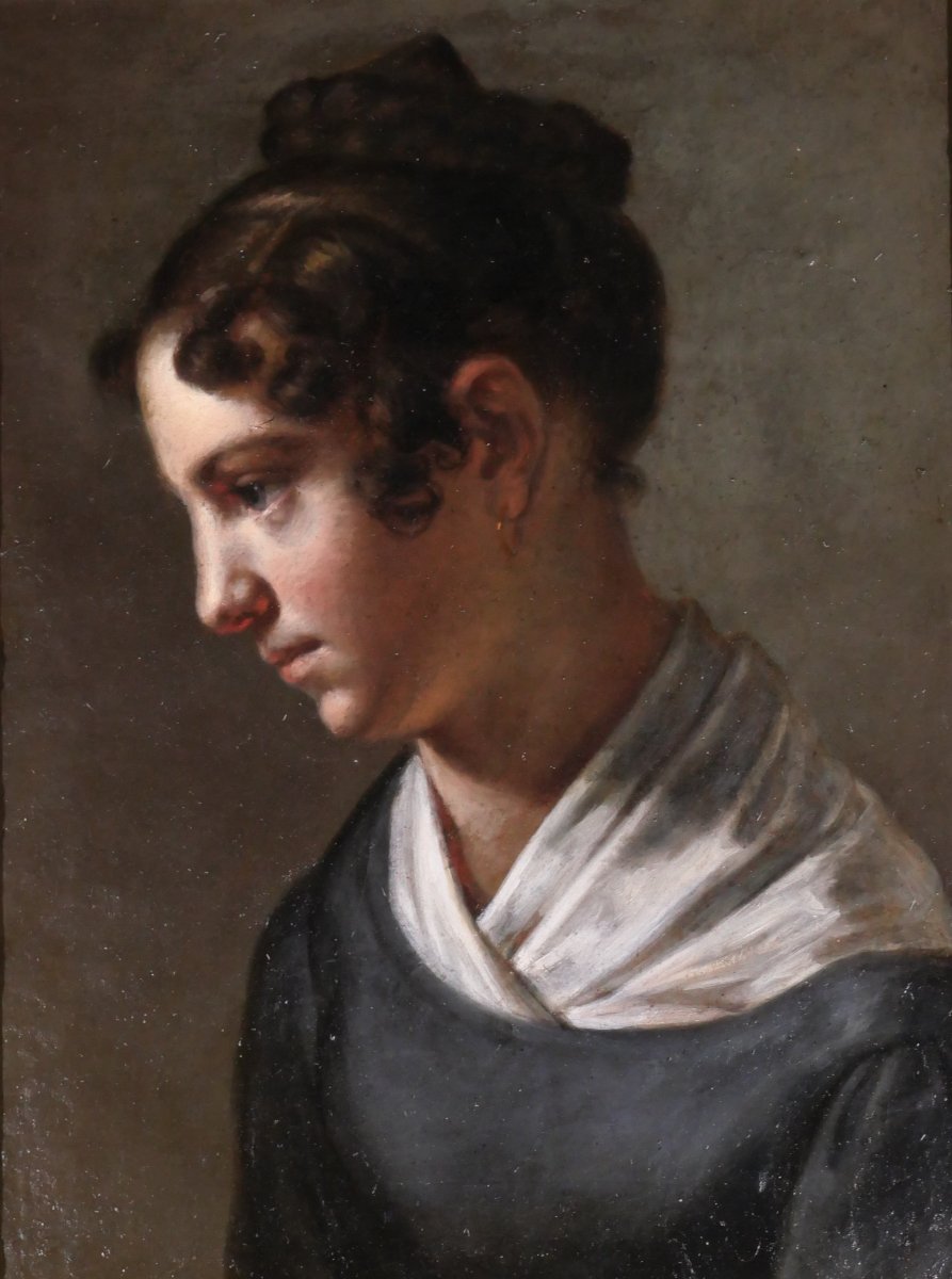 Theodor Leopold WELLER 1802-1880 Portrait de jeune femme, tableau, 1820-25 romantisme München