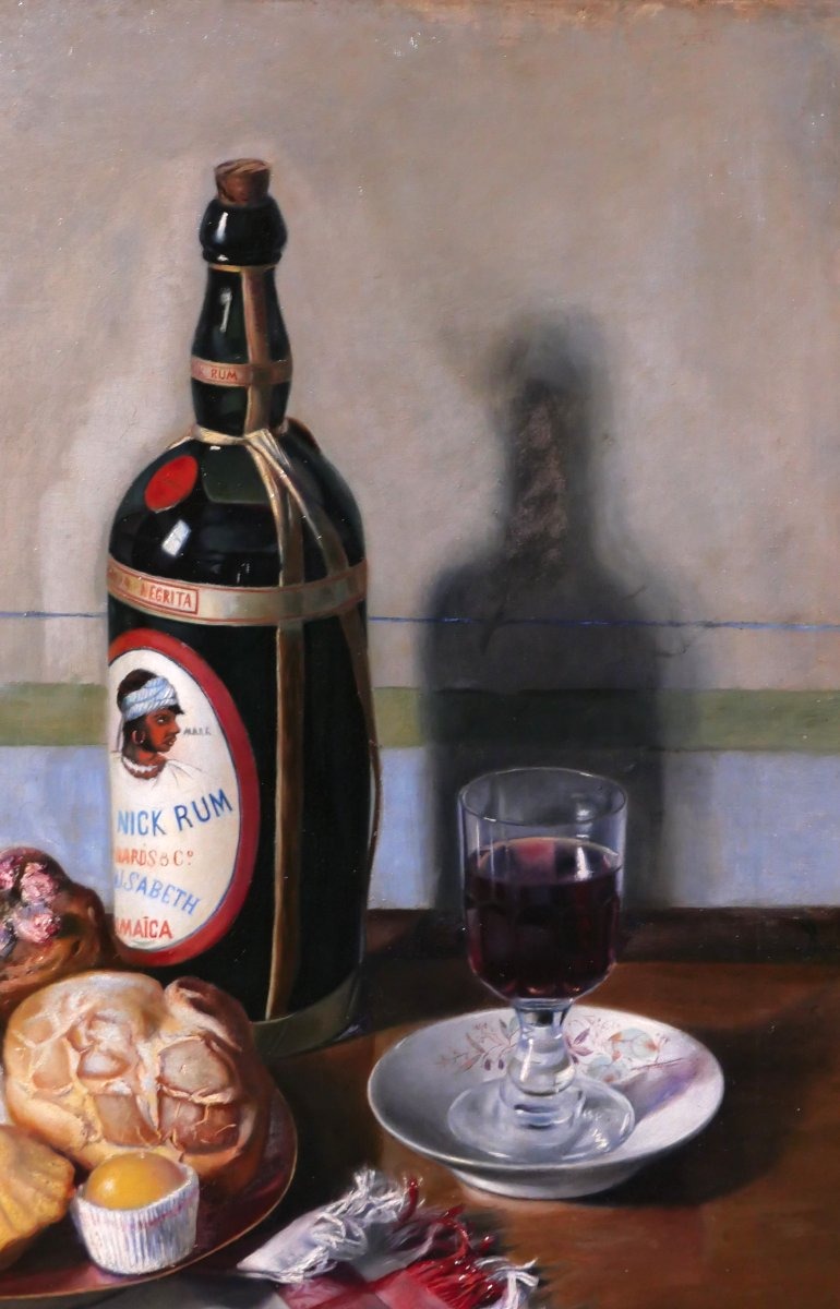 Emilio ALIAGA ROMAGOSA 1876-1944 Nature morte au rhum et gateaux, tableau, 1897 Espagne-photo-2